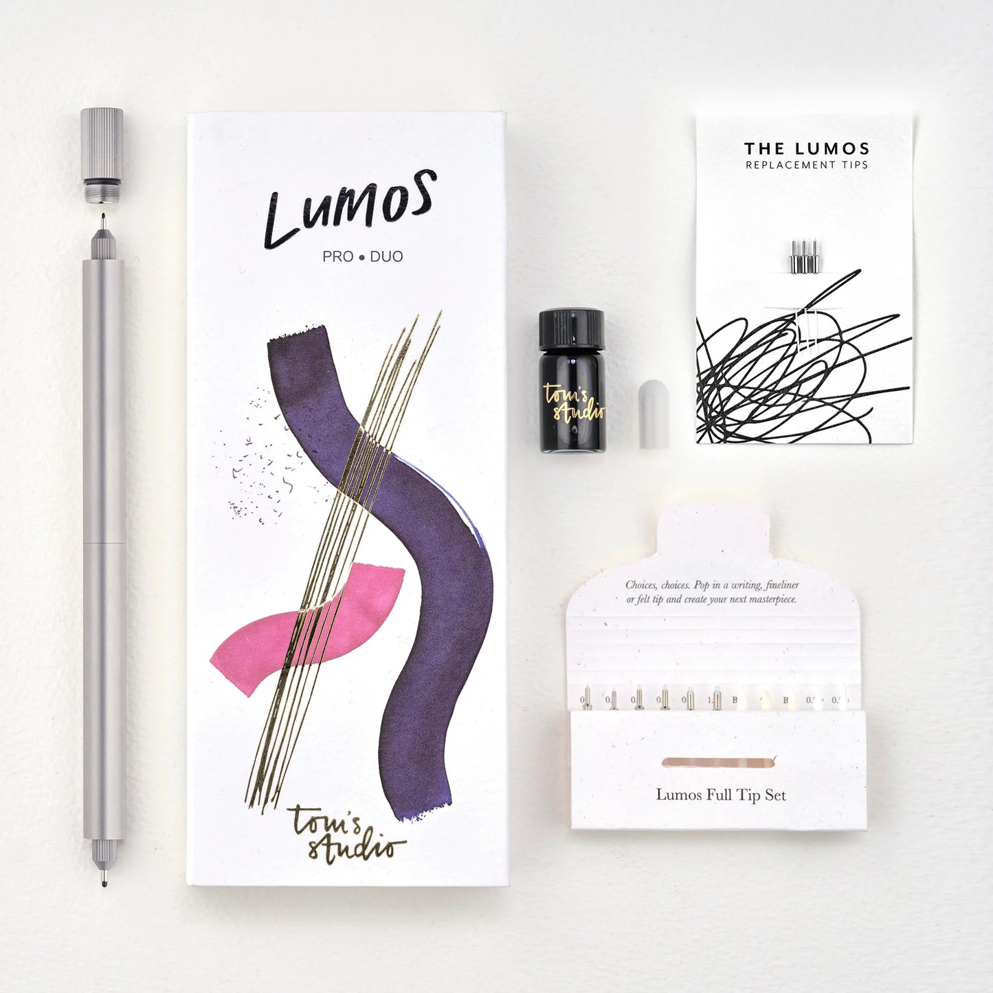Tom's Studio Lumos Pro The Infinitely Refillable Pen - Titanium (Duo Tip)