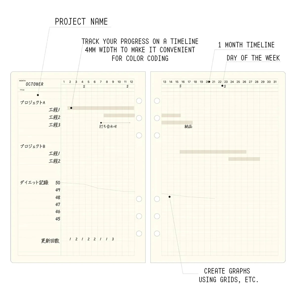 Laconic Style Notebook Refill - Gantt Chart