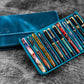 Galen Leather 12 Slot Magnum Opus Pen Case - Crazy Ocean Blue (with Removable Pen Tray)