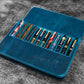 Galen Leather 12 Slot Magnum Opus Pen Case - Crazy Ocean Blue (with Removable Pen Tray)