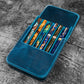 Galen Leather 6 Slot Magnum Opus Pen Case - Crazy Ocean Blue (with Removable Tray)