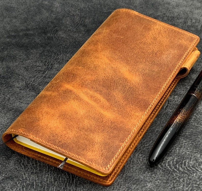 Galen Leather Slim Hobonichi Planner Cover - Crazy Horse Brown
