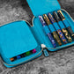 Galen Leather 10 Slot Zippered Pen Case - Crazy Horse Ocean Blue
