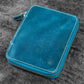 Galen Leather 10 Slot Zippered Pen Case - Crazy Horse Ocean Blue