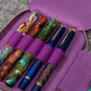 Galen Leather 10 Slot Zippered Pen Case - Purple