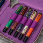 Galen Leather 10 Slot Zippered Pen Case - Purple