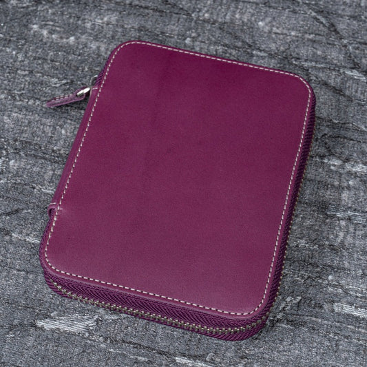 Galen Leather 10 Slot Zippered Pen Case - Purple