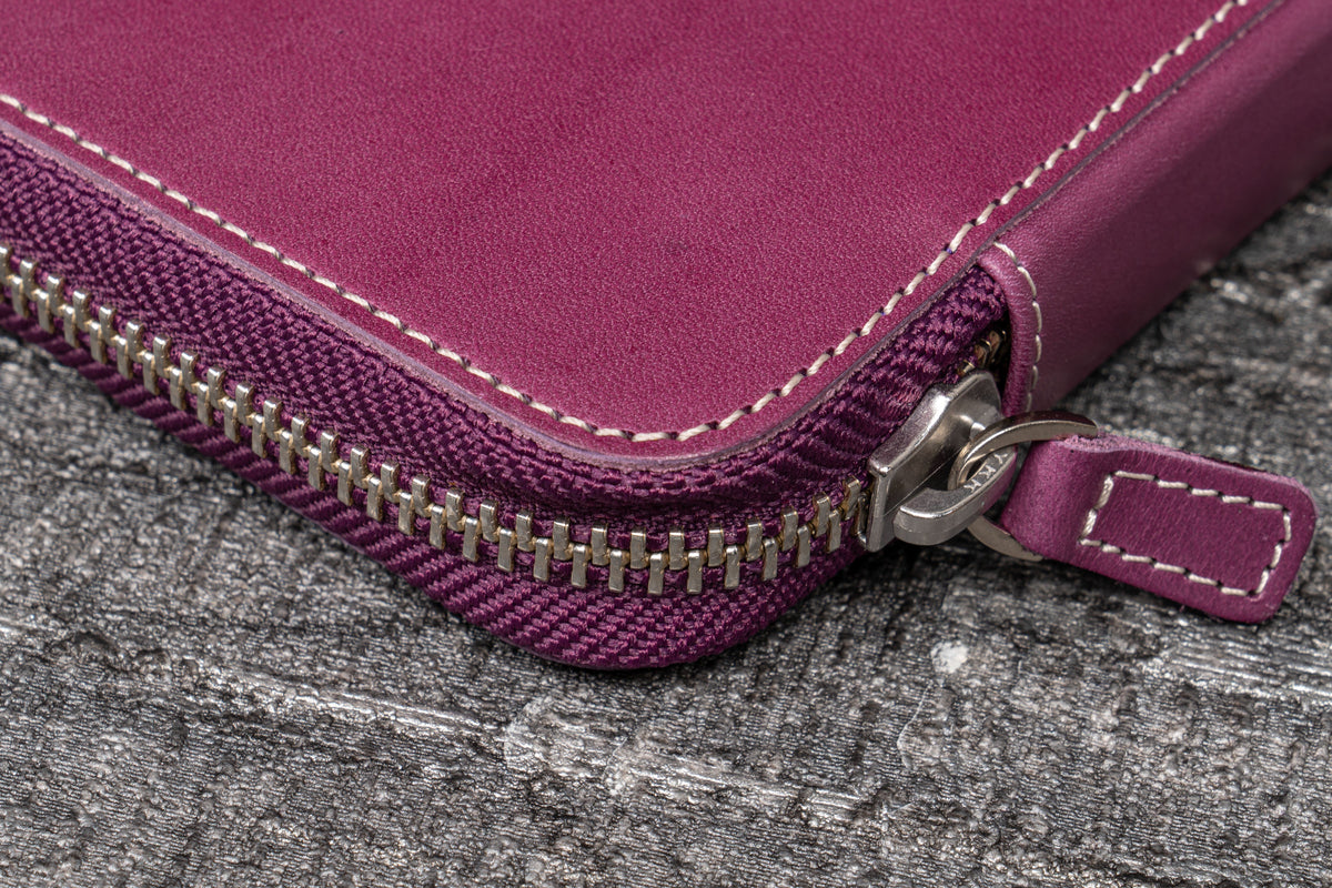 Galen Leather 10 Slot Zippered Pen Case - Purple