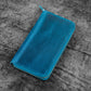 Galen Leather 3 Slot Zippered Pen Case - Crazy Horse Ocean Blue