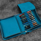 Galen Leather 40 Slot Zippered Pen Case - Crazy Horse Ocean Blue