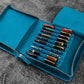 Galen Leather 40 Slot Zippered Pen Case - Crazy Horse Ocean Blue