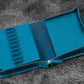 Galen Leather 40 Slot Zippered Pen Case - Crazy Horse Ocean Blue