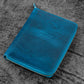 Galen Leather 5 Slot Zippered Pen Case - Crazy Horse Ocean Blue