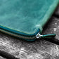 Galen Leather A5 Zippered Notebook Folio - Crazy Horse Forest Green