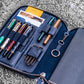 Galen Leather A5 Zippered Notebook Folio - Crazy Horse Navy Blue