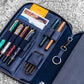 Galen Leather A5 Zippered Notebook Folio - Crazy Horse Navy Blue