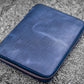 Galen Leather A5 Zippered Notebook Folio - Crazy Horse Navy Blue