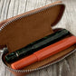 Galen Leather Double Zippered Pen Case for Kaweco Pocket Pen - Crazy Horse Brown