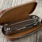 Galen Leather Double Zippered Pen Case for Kaweco Pocket Pen - Crazy Horse Brown