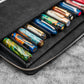 Galen Leather 12 Slot Zippered Magnum Opus Pen Case - Black (with Removable Pen Tray)