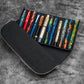 Galen Leather 12 Slot Zippered Magnum Opus Pen Case - Black (with Removable Pen Tray)