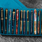 Galen Leather 12 Slot Zippered Magnum Opus Pen Case - Crazy Ocean Blue (with Removable Pen Tray)