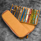 Galen Leather 12 Slot Zippered Magnum Opus Pen Case - Crazy Horse Brown (with Removable Pen Tray)