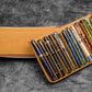 Galen Leather 12 Slot Zippered Magnum Opus Pen Case - Crazy Horse Brown (with Removable Pen Tray)