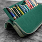 Galen Leather 12 Slot Zippered Magnum Opus Pen Case - Crazy Forest Green (with Removable Pen Tray)