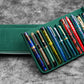 Galen Leather 12 Slot Zippered Magnum Opus Pen Case - Crazy Forest Green (with Removable Pen Tray)