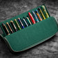 Galen Leather 12 Slot Zippered Magnum Opus Pen Case - Crazy Forest Green (with Removable Pen Tray)