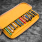Galen Leather 12 Slot Zippered Magnum Opus Pen Case - Crazy Honey Ochre (with Removable Pen Tray)