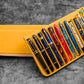 Galen Leather 12 Slot Zippered Magnum Opus Pen Case - Crazy Honey Ochre (with Removable Pen Tray)