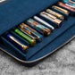 Galen Leather 12 Slot Zippered Magnum Opus Pen Case - Crazy Navy Blue (with Removable Pen Tray)