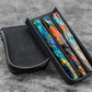 Galen Leather 3 Slot Zippered Magnum Opus Pen Case - Black (with Removable Pen Tray)