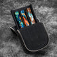 Galen Leather 3 Slot Zippered Magnum Opus Pen Case - Black (with Removable Pen Tray)