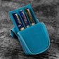 Galen Leather 3 Slot Zippered Magnum Opus Pen Case - Crazy Ocean Blue (with Removable Pen Tray)