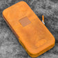 Galen Leather 3 Slot Zippered Magnum Opus Pen Case - Crazy Horse Brown (with Removable Pen Tray)