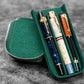 Galen Leather 3 Slot Zippered Magnum Opus Pen Case - Crazy Forest Green (with Removable Pen Tray)