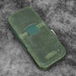 Galen Leather 3 Slot Zippered Magnum Opus Pen Case - Crazy Forest Green (with Removable Pen Tray)