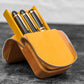 Galen Leather 3 Slot Zippered Magnum Opus Pen Case - Crazy Honey Ochre (with Removable Pen Tray)