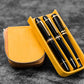 Galen Leather 3 Slot Zippered Magnum Opus Pen Case - Crazy Honey Ochre (with Removable Pen Tray)