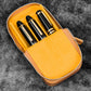 Galen Leather 3 Slot Zippered Magnum Opus Pen Case - Crazy Honey Ochre (with Removable Pen Tray)
