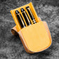 Galen Leather 3 Slot Zippered Magnum Opus Pen Case - Crazy Honey Ochre (with Removable Pen Tray)