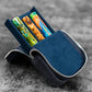 Galen Leather 3 Slot Zippered Magnum Opus Pen Case - Crazy Navy Blue (with Removable Pen Tray)
