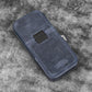 Galen Leather 3 Slot Zippered Magnum Opus Pen Case - Crazy Navy Blue (with Removable Pen Tray)
