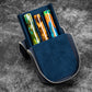 Galen Leather 3 Slot Zippered Magnum Opus Pen Case - Crazy Navy Blue (with Removable Pen Tray)