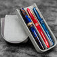 Galen Leather 3 Slot Zippered Magnum Opus Pen Case - Crazy Horse Smoky (with Removable Pen Tray)