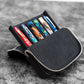 Galen Leather 6 Slot Zippered Magnum Opus Pen Case - Black