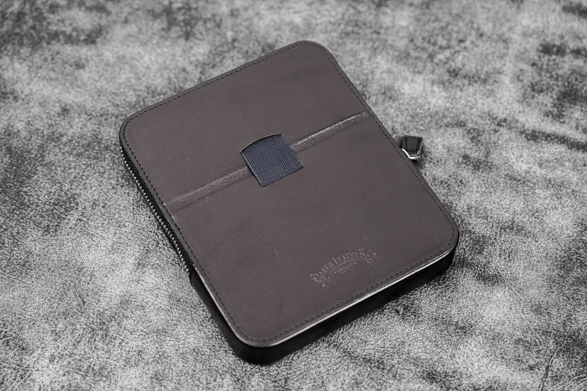 Galen Leather 6 Slot Zippered Magnum Opus Pen Case - Black